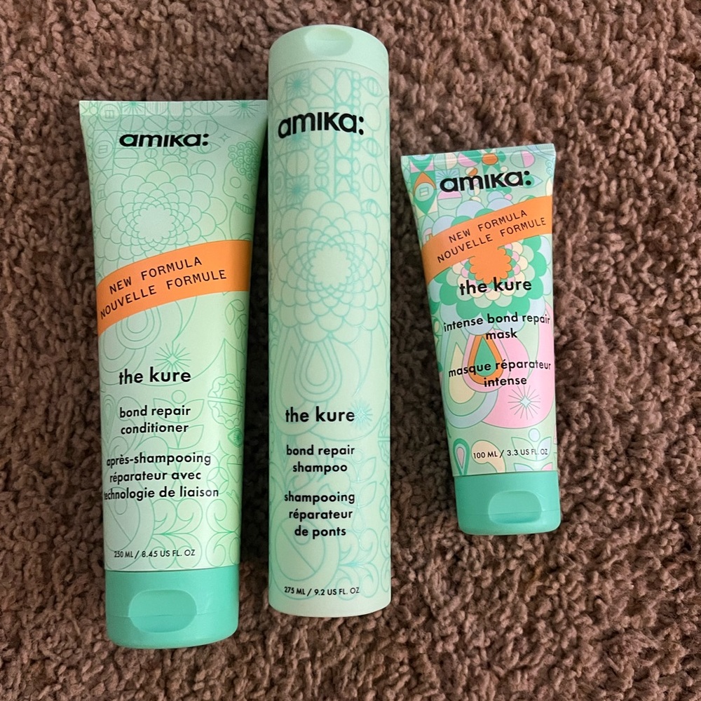 Amika shampoo, conditioner and mask